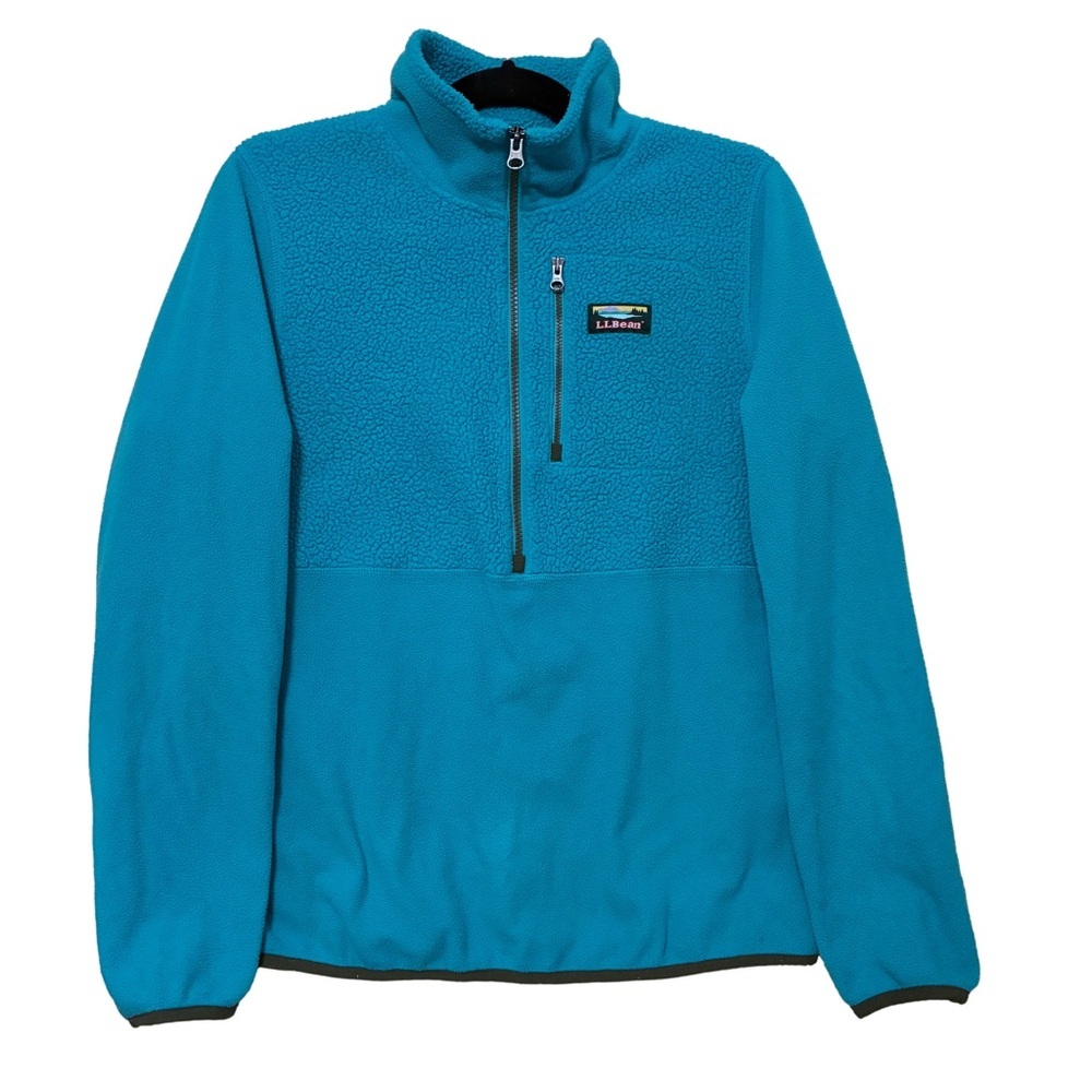 L.L. Bean Half-Zip Fleece Pullover Women’s M Blue Sherpa Sweater Polartec
